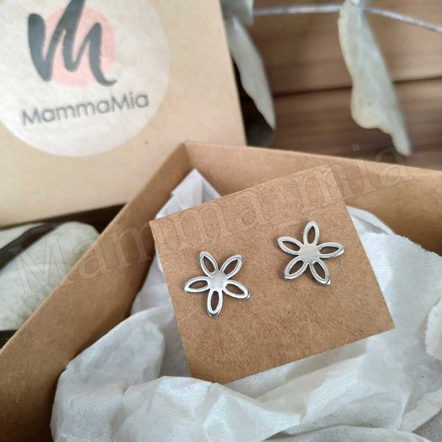 Mammamia Silver Çiçek Tasarımlı Çelik Küpe