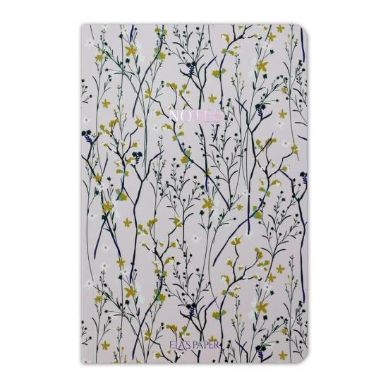 Çiçekli Çizgili Defter | Pembe
