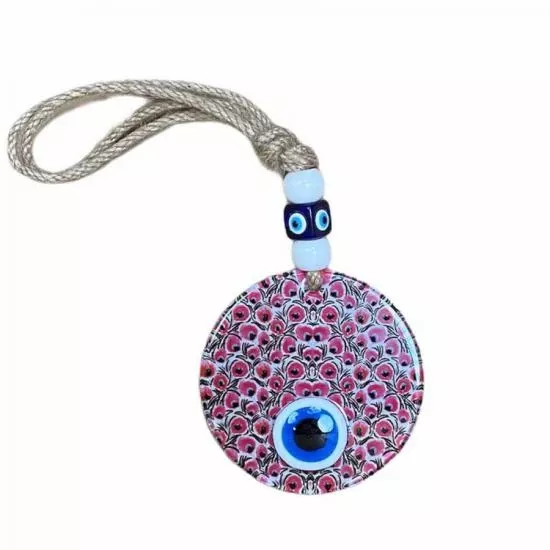 Pembe Tavus kuşu Füzyon Cam Nazar Boncuğu