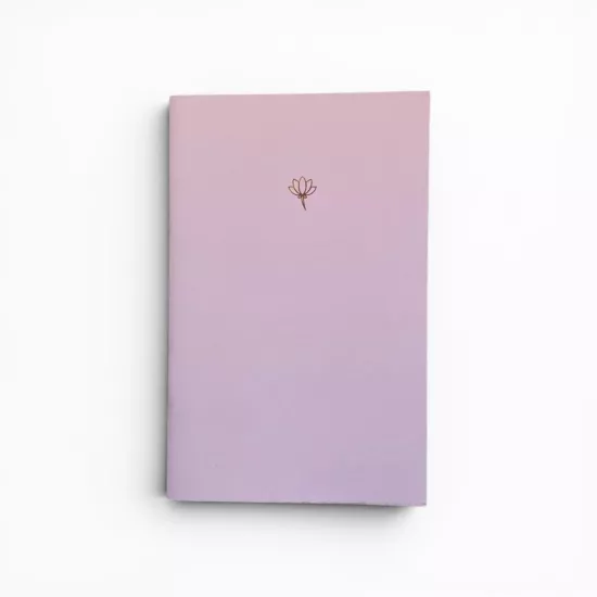 Lotus Çiçeği Desenli Pembe Soft Pastel Notebook
