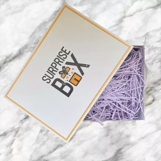 SurpriseBox Beyaz Kutu - Mor Zigag Kağıt