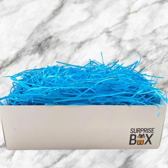 SurpriseBox Beyaz Kutu - Lacivert Zigzag Kağıt