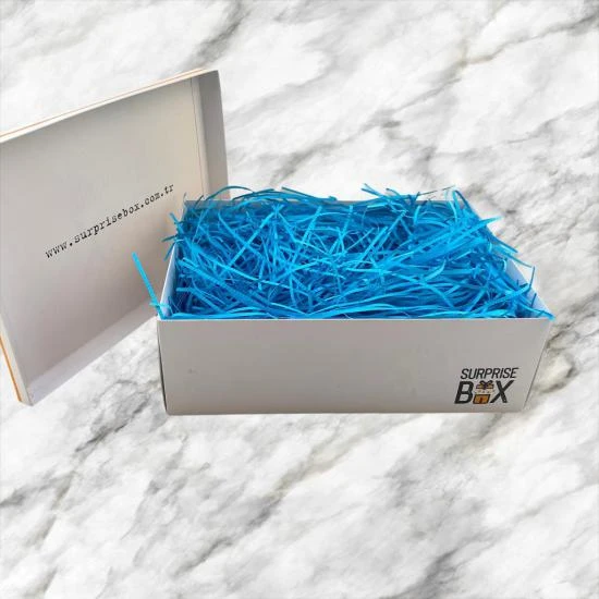 SurpriseBox Beyaz Kutu - Lacivert Zigzag Kağıt