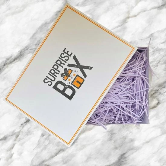 SurpriseBox Beyaz Kutu - Mor Zigag Kağıt