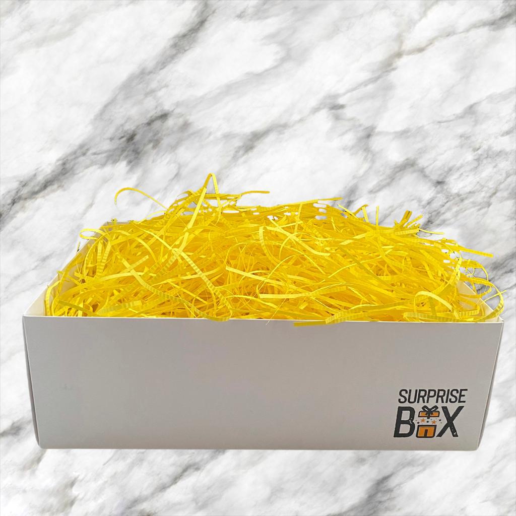 SurpriseBox Beyaz Kutu - Sarı Zigzag Kağıt