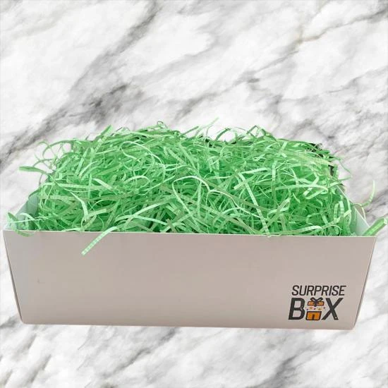 SurpriseBox Beyaz Kutu - Yeşil Zigag Kağıt
