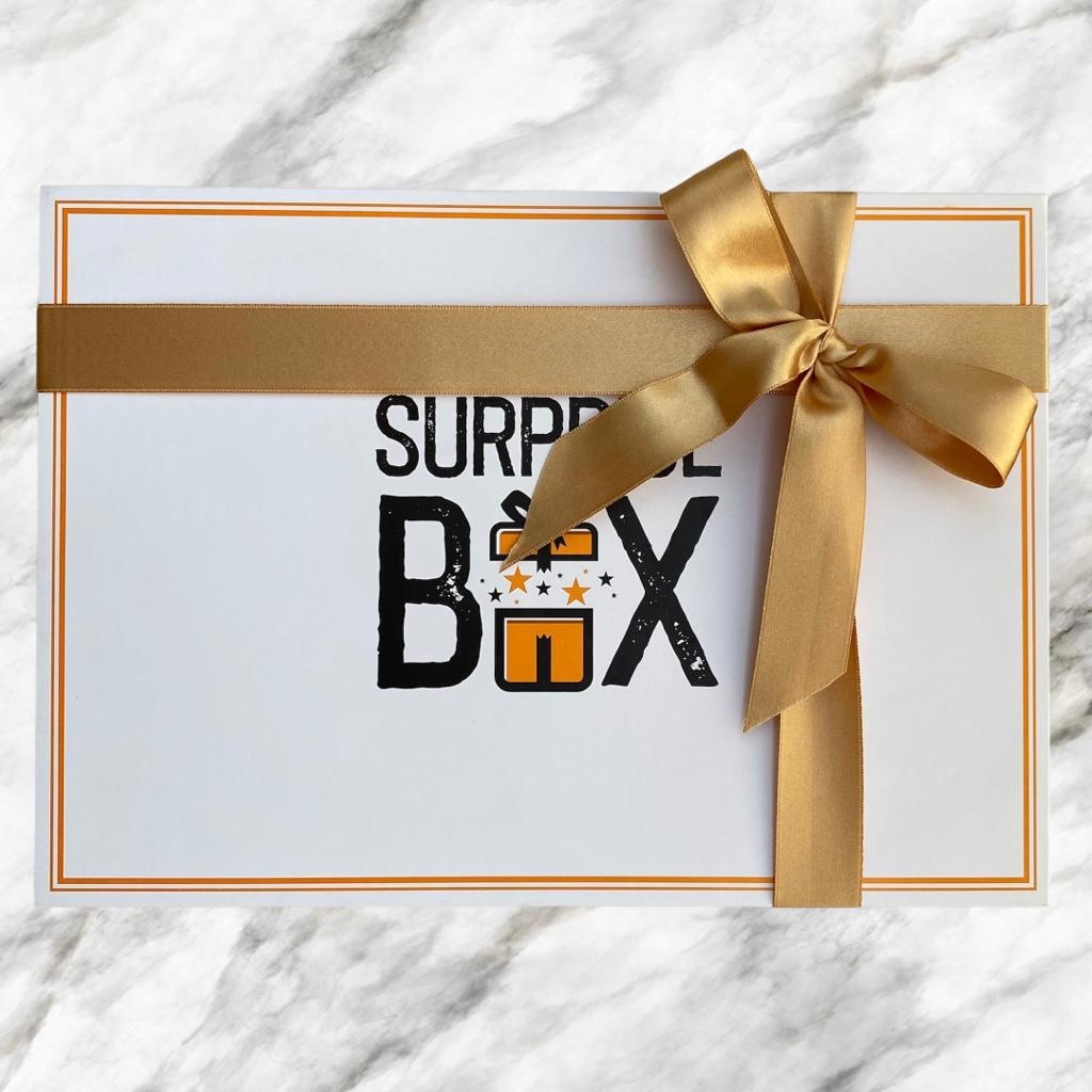 SurpriseBox Beyaz Kutu - Somon Rengi Zigag Kağıt