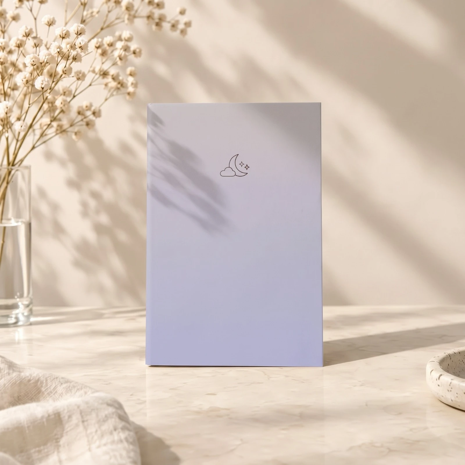 Ay Bulut Desenli Mavi Soft Pastel Notebook 